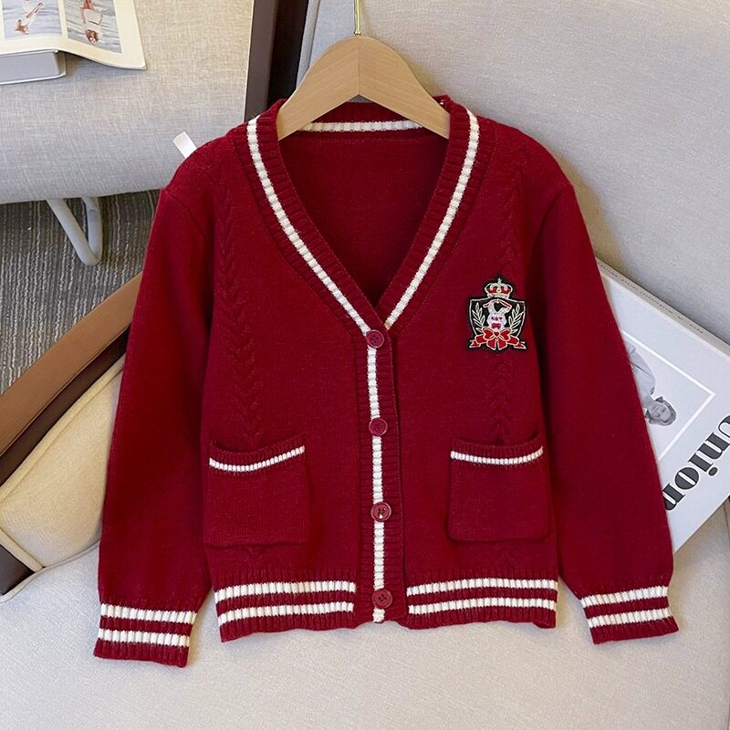 女童学院风针织开衫外套秋冬款儿童韩系毛衣秋装洋气女孩童装上衣