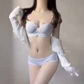 新款 性感纯欲风美背小胸内衣套装 女无钢圈防下垂不空杯聚拢文胸罩