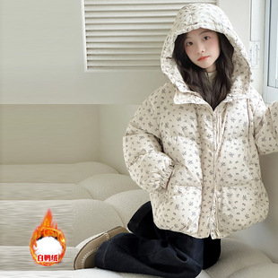 女童碎花羽绒服冬季2026新款韩系大童超好看洋气90白鸭绒加厚外套