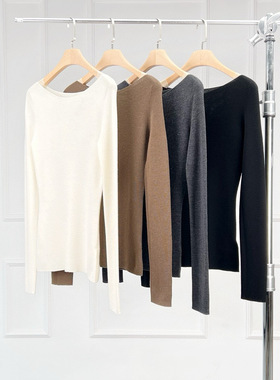 沃伦海龙 | Lynn 德国扬子纱线修身贴肤保暖上衣无缝一字领针织衫