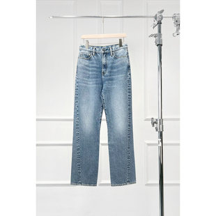 沃伦海龙 | Original2.0 水洗蓝做旧处理女士长裤 高腰直筒牛仔裤