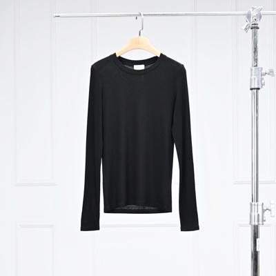 亲肤舒适羊毛天丝圆领长袖T恤女