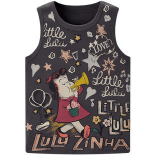 【Little Lulu联名】乐町2024夏季新款满印粗肩带背心C2CQE2108