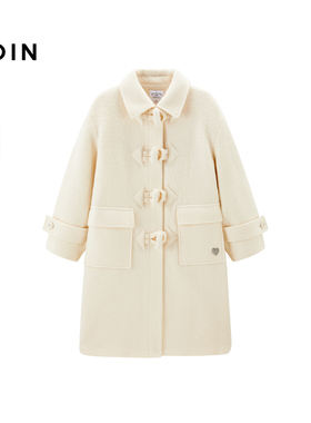 【LOTSYOU联名】乐町冬季纯羊毛呢白色大衣外套C1AAE4406