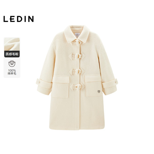 【LOTSYOU联名】乐町冬季纯羊毛呢白色大衣外套C1AAE4406