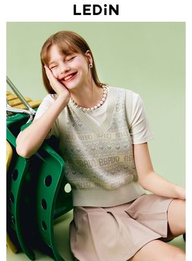 【商场同款】乐町菲尔岛字母针织背心女秋季马甲C2EFE3B15