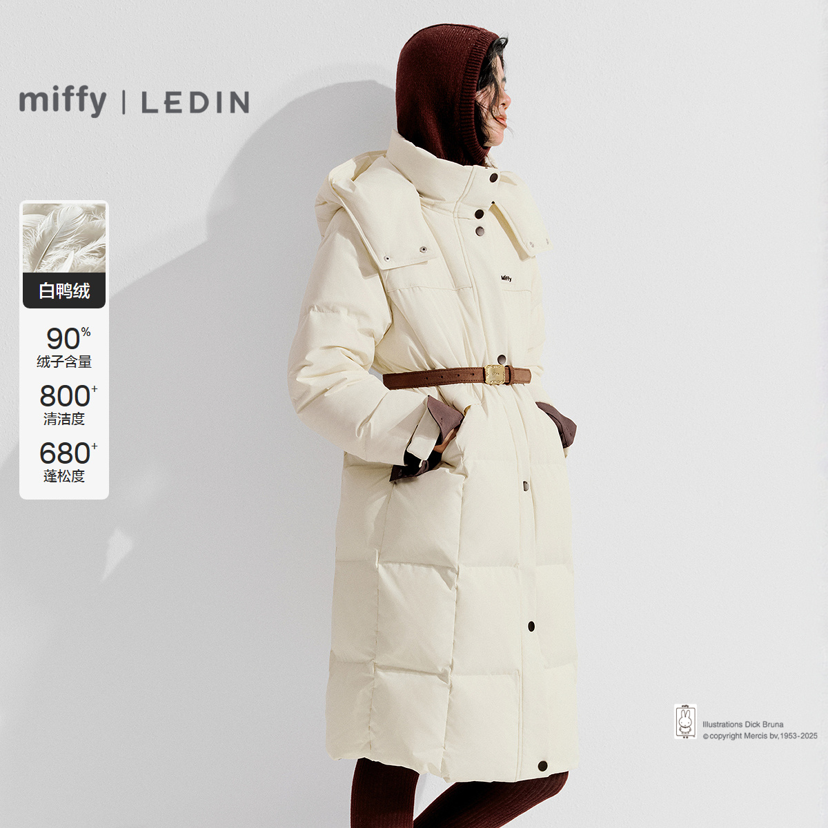 【菲凡】乐町商场同款米菲联名三防中长款高充绒羽绒服C2ACF4504