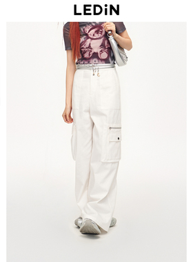 乐町2024夏季新款设计感工装阔腿休闲长裤C2GBE2306