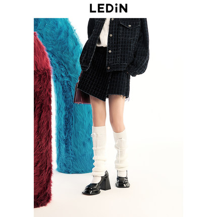 乐町质感牛仔裙裤春气质半身裙女C1GEE1213