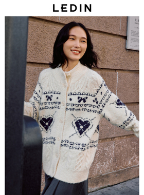 【LOTSYOU联名】乐町商场同款爱心费尔岛开衫厚毛衣外套C1EDE4416