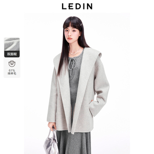 乐町冬斗篷双面毛呢大衣浴袍外套C1AAE4207 商场同款