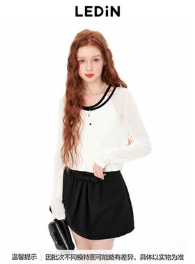 【商场同款】乐町春季圆领镂空线开衫针织外套C1EDE3104