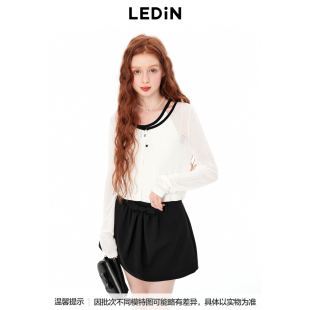 圆领镂空线开衫 乐町秋季 针织外套C1EDE3104 商场同款