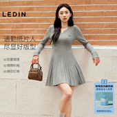 柔软好搭修身 乐町针织芭蕾裙摆微喇叭袖 新款 26春季 裙子 连衣裙女装