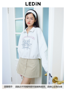 【商场同款】乐町蝴蝶结宽松卫衣24冬立领半开襟短上衣C2CRE4101