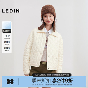 【火山岩】乐町短款衬衫轻薄羽绒服女装2025冬季新款灯芯绒拼接领