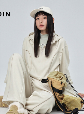 【商场同款】乐町半开襟宽松加绒卫衣女25冬新短款上衣C2CRF4348