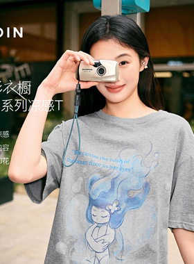 【商场同款】乐町风水象星座宽松短袖女夏季新款印花T恤C2CNG2120