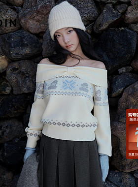 【费尔岛】乐町蝴蝶领设计感毛针织衫女秋冬新款氛围感一字领毛衣