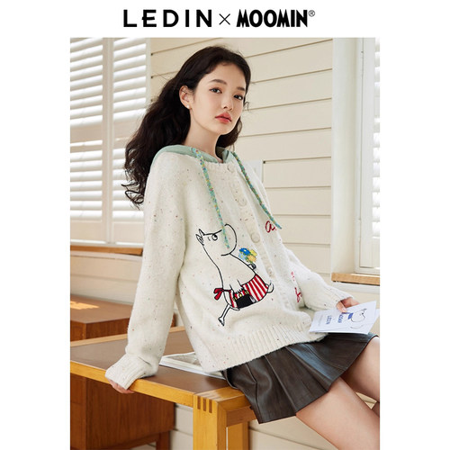 姆明图案  夹彩点纱线