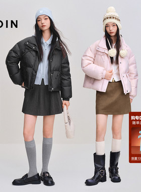 【火山岩】乐町经典面包羽绒服2025年冬季新款短款蝴蝶结保暖外套