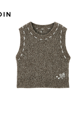 【商场同款】乐町撞边花纱针织背心春季新款简约线背心C2EFG1233