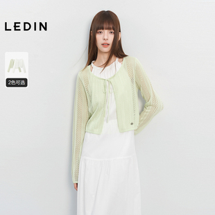 夏新款 乐町绑带镂空线开衫 长袖 罩衫 C1EDF2209 空调衫 商场同款