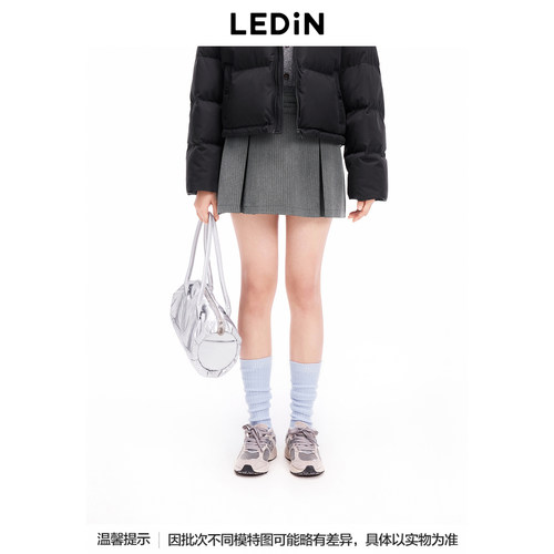 【商场同款】乐町竖条纹百褶裙冬季新款蝴蝶结短裙C1GEE4257