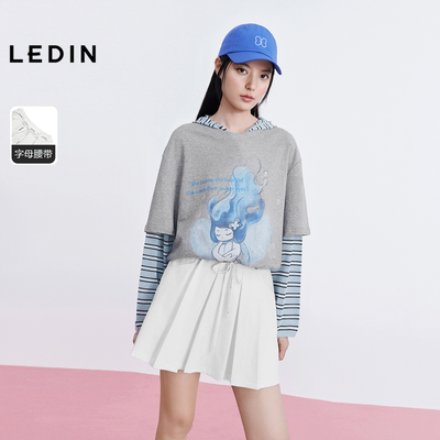 【商场同款】乐町拼接腰头半身裙夏季新款白色百褶短裙C2GEG2198