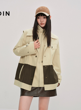 【商场同款】乐町工装拼接两穿外套秋新款连帽宽松外套C2BBF3517