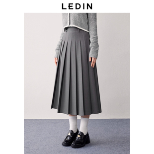 雷系百褶裙 裙JK风格 乐町学院风压褶长裙女装 秋冬半身裙绣花西装