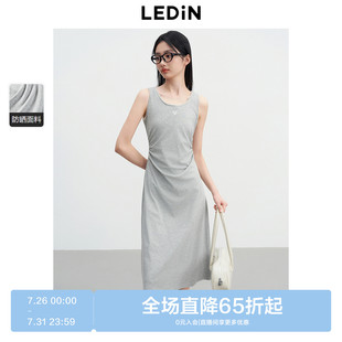 简约开叉韩系通勤裙子 乐町无袖 长款 针织连衣裙女2025年夏季 新款