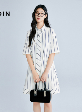 【商场同款】乐町A版衬衫连衣裙2025年夏季新款条纹上衣C2FAF2324