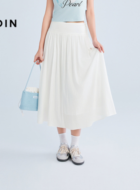 【商场同款】乐町度假串珠长裙夏季新款蓝色半身裙A字裙C1GFF2415