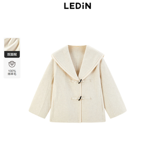 新款 乐町2024冬季 翻领毛呢外套大衣C1AAE4201 商场同款