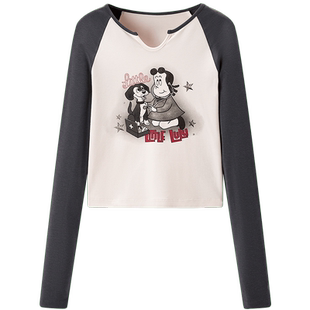 【Little Lulu联名】乐町夏季趣味长袖打底T恤C2CPE2115