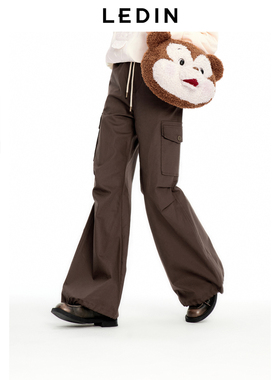 【商场同款】乐町工装阔腿长裤2024年新款秋季百搭裤子C2GBE3324