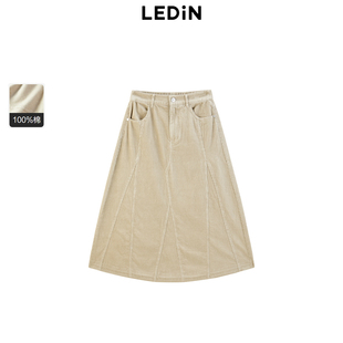 【商场同款】乐町插片分割伞裙冬季牛仔长裙C2HFE4221