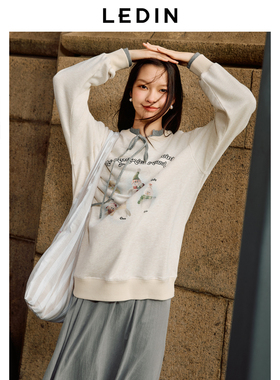 【商场同款】乐町冬新款趣味散点雪人宽松长款圆领卫衣C1CRE4403