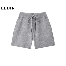 【商场同款】乐町弹力针织中短裤冬新款图案松紧腰短裤C2GJF4448