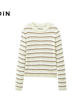 【商场同款】乐町条纹假两件修身线衫2025春季新款毛衣C2EEF1