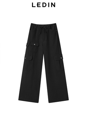 乐町2024夏季新款美式工装阔腿直筒长裤C2GBE2134