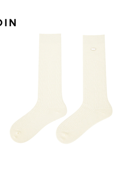 【商场同款】乐町简约纯色袜子冬新款弹力白色百搭长袜C1YGF4375