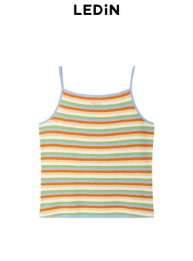 乐町2024夏季新款彩色条纹修身吊带背心C1EFE2605