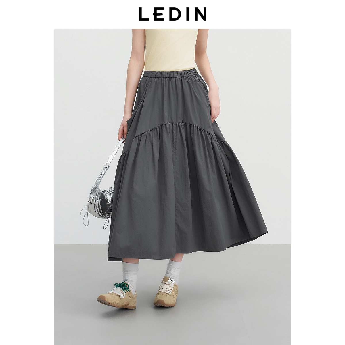 【商场同款】乐町蝴蝶结大摆伞裙春款大口袋装饰半身裙C2GFF1509*