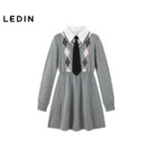 乐町学院风假两件连衣裙冬新款 商场同款 菱格针织裙C2FAE4320