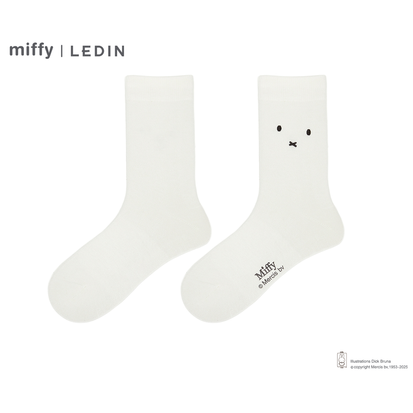 【米菲联名】乐町商场同款白色字母中袜冬新款保暖袜子C2YGF4531