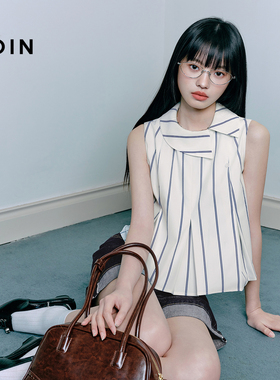 【商场同款】乐町不对称领口无袖上衣女2025年夏季新款C2CDF2333