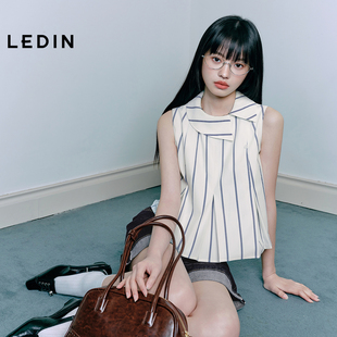 新款 上衣女2025年夏季 乐町不对称领口无袖 C2CDF2333 商场同款