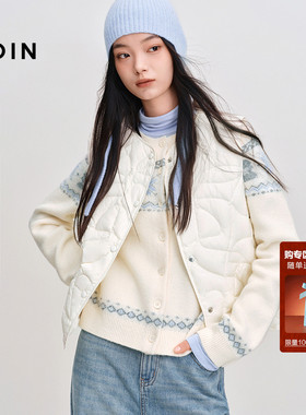 【火山岩】乐町乱纹绗线短款羽绒马甲2025年冬季新款内搭外穿马夹